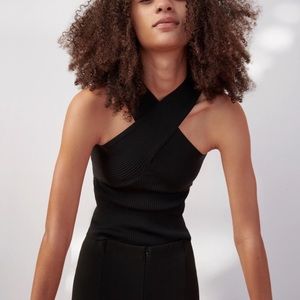 Zara Cross Neck Halter Ribbed Crop Top